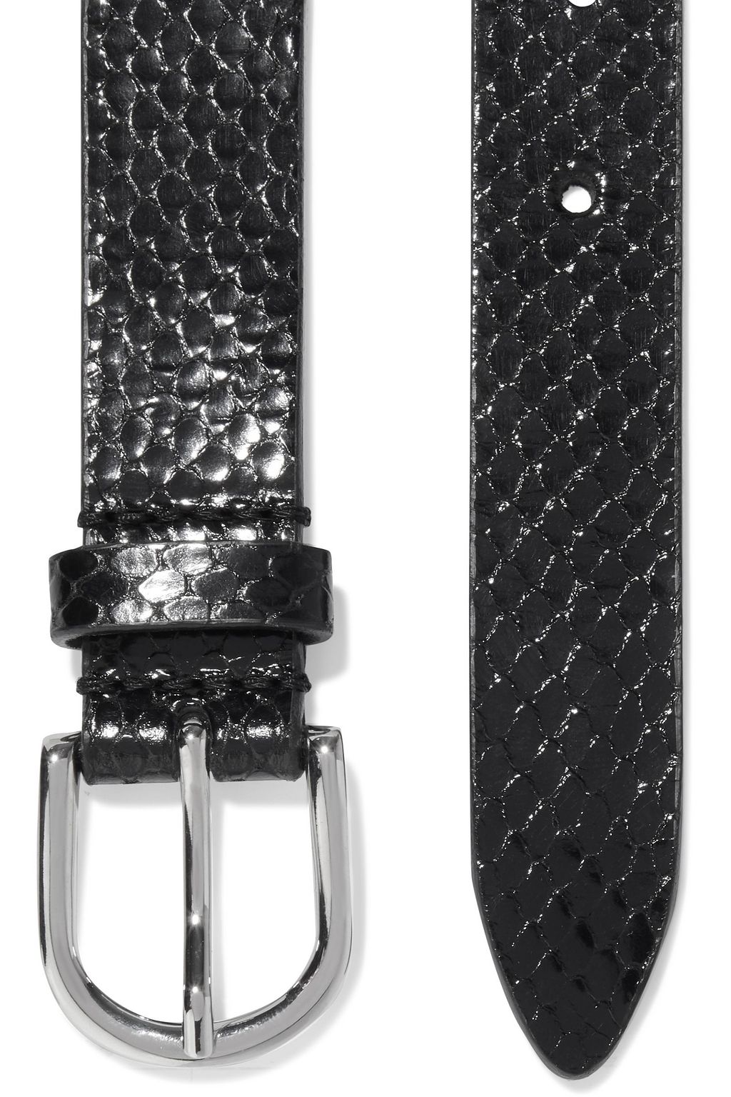 IRO Majun glossed snake-effect leather belt
