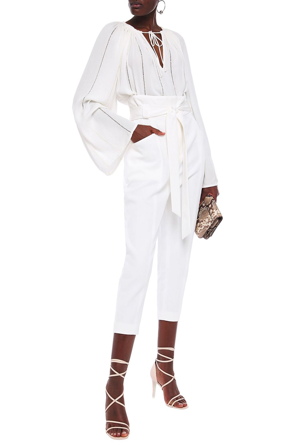 IRO Perplex cropped belted cady tapered pants