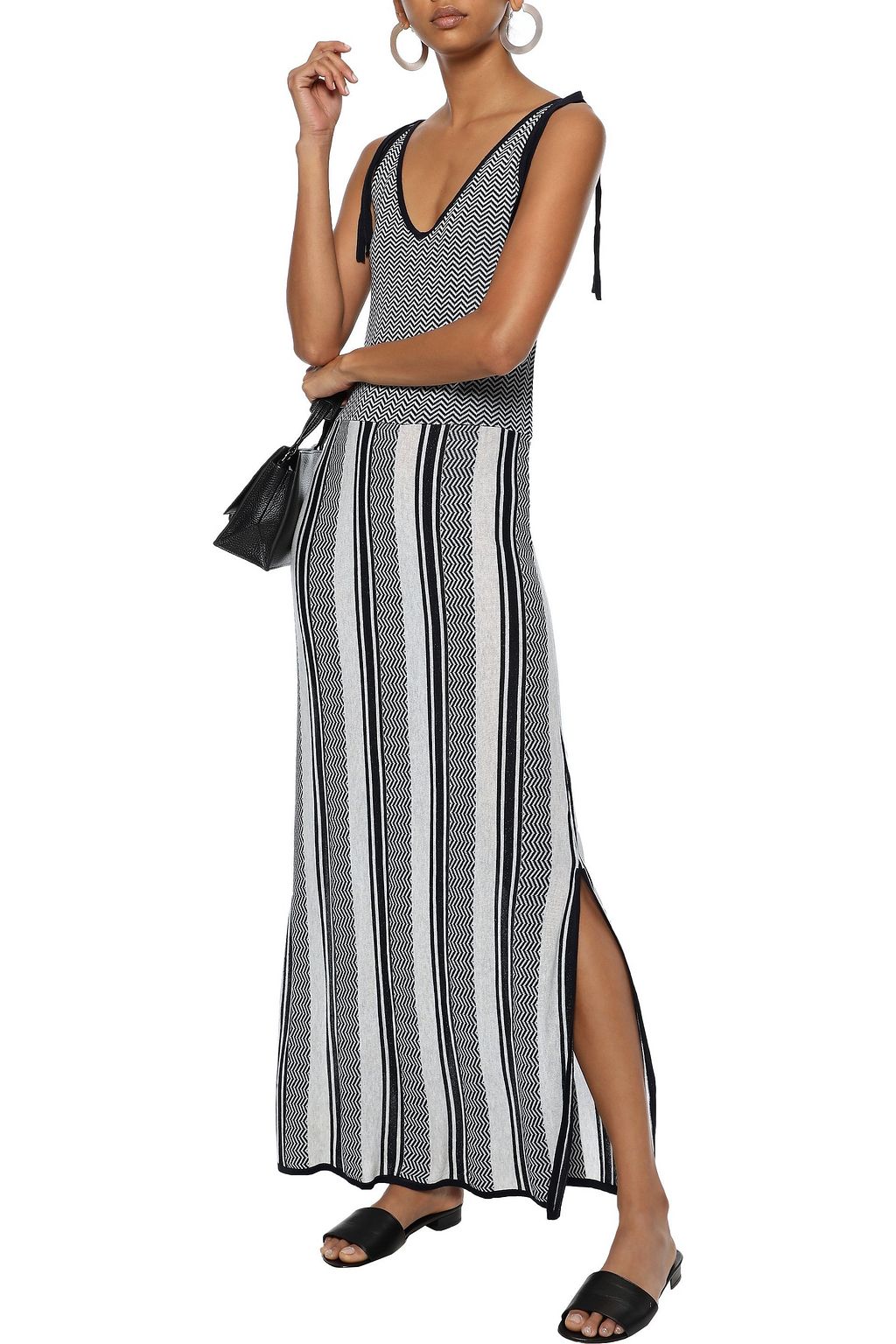 CHARLI Begonia knotted intarsia-knit maxi dress