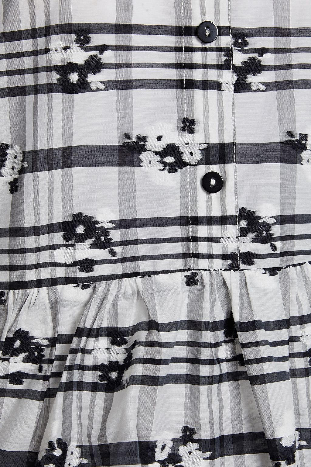 BAUM UND PFERDGARTEN Anya tiered checked cotton-blend floral-jacquard mini dress
