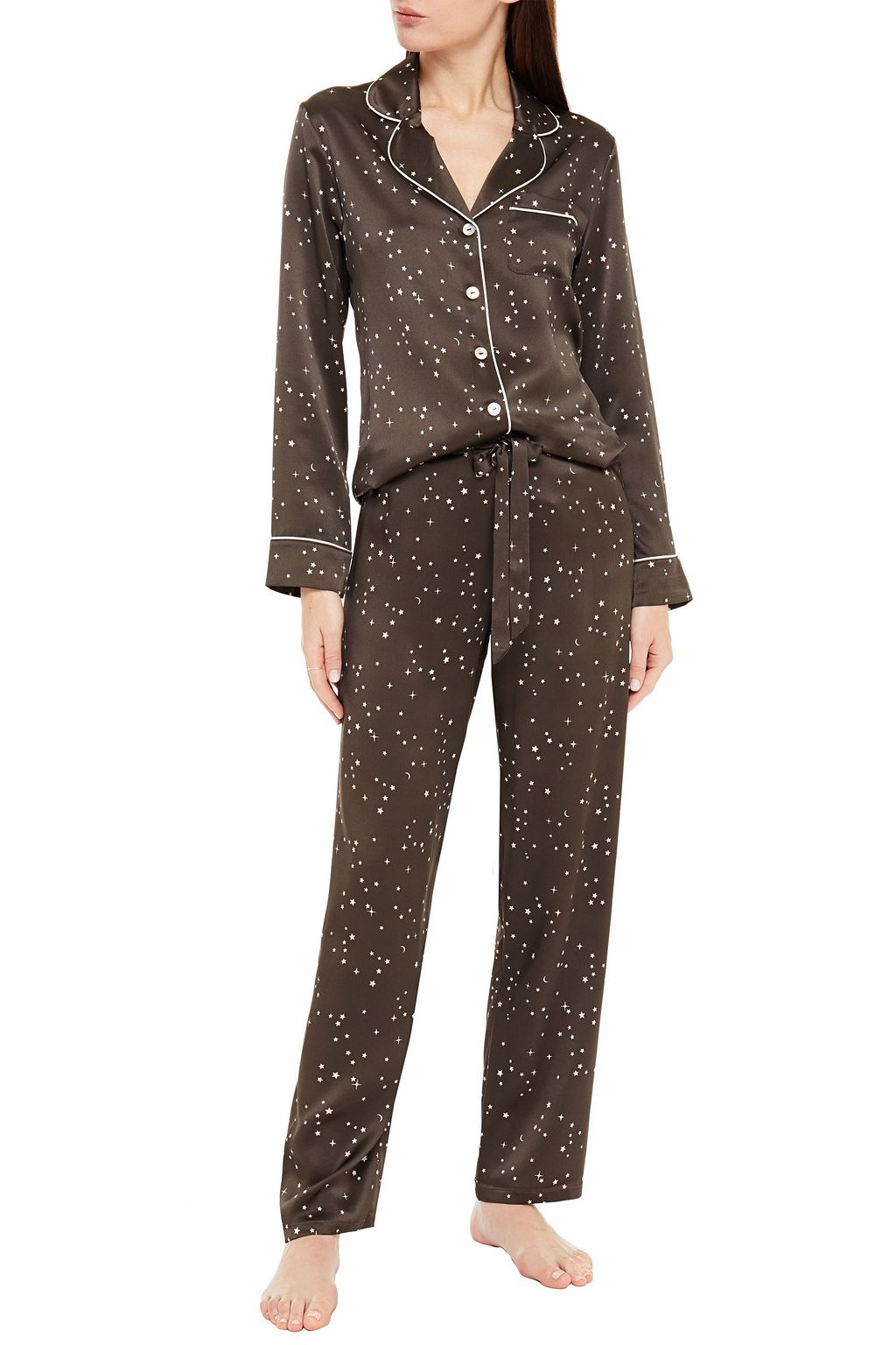 GINIA Printed silk-satin pajama set