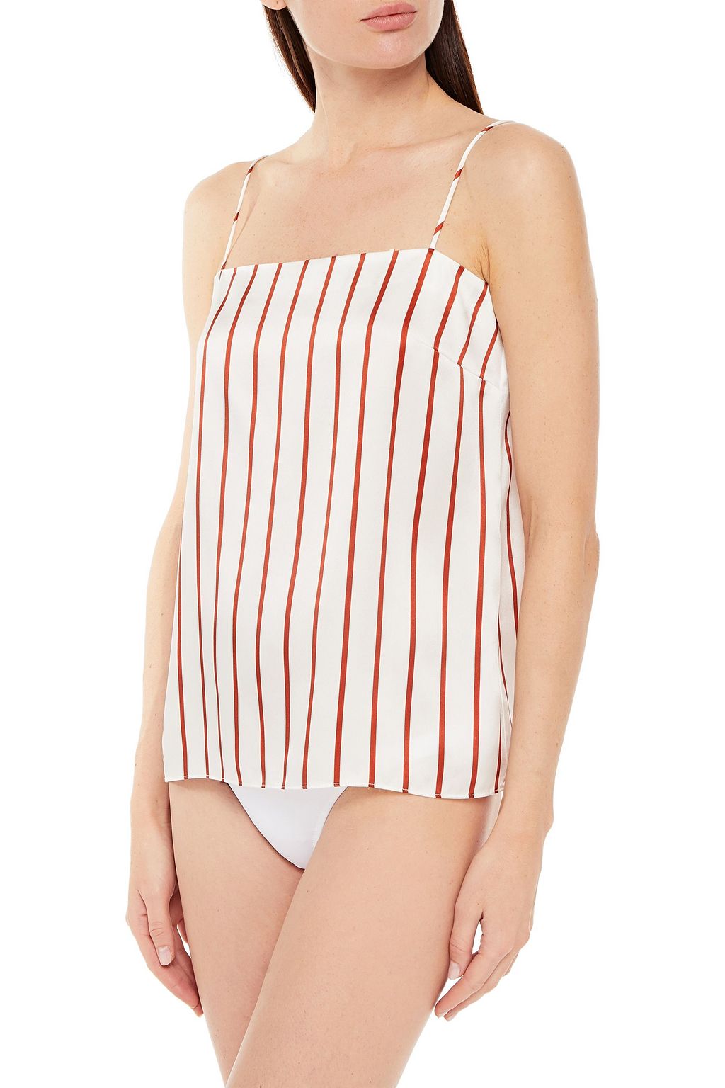 GINIA Striped silk-satin camisole