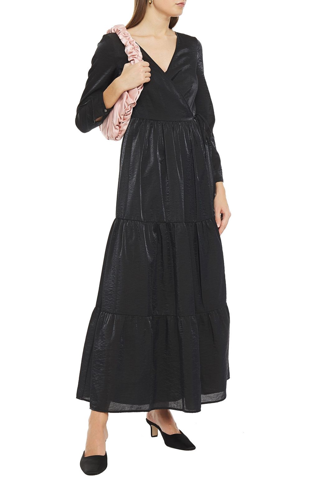 BAUM UND PFERDGARTEN Aymeline tiered taffeta maxi wrap dress