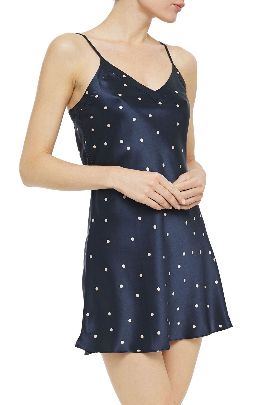 GINIA Polka-dot silk-satin chemise