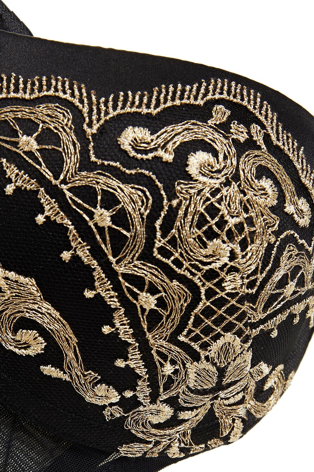 I.D. SARRIERI Metallic embroidered satin and tulle underwired push-up bra