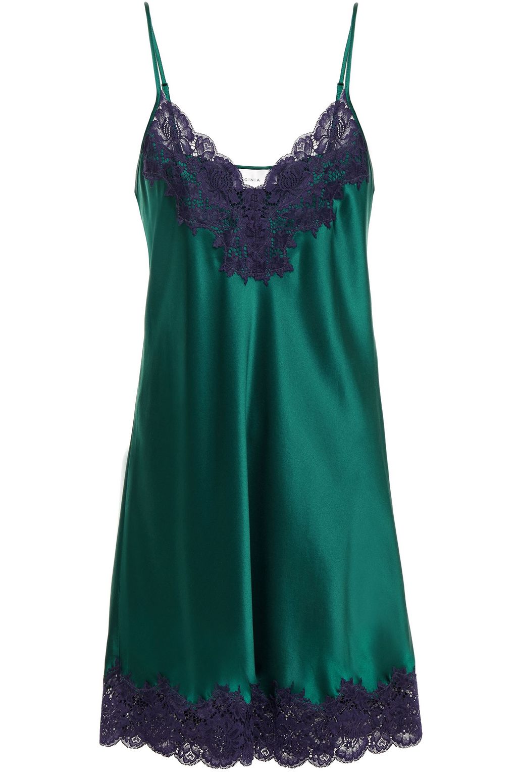 Emerald Lace-trimmed silk-satin chemise | Sale up to 70% off | THE ...