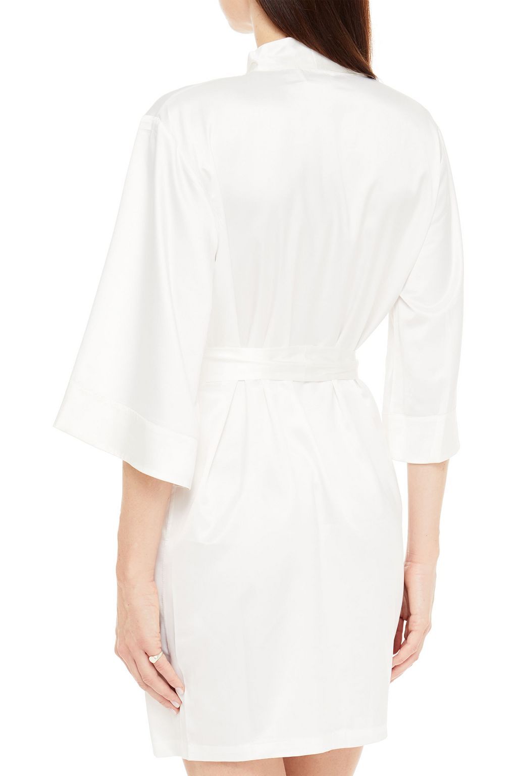 GINIA Silk-trimmed satin robe