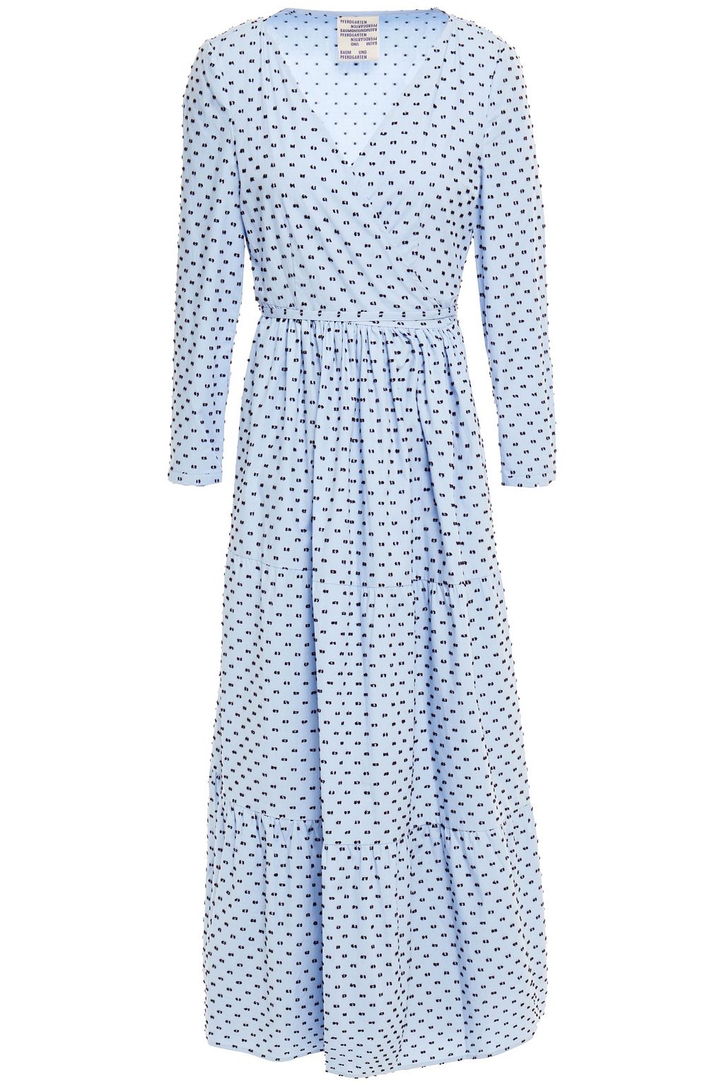 light blue polka dot wrap dress
