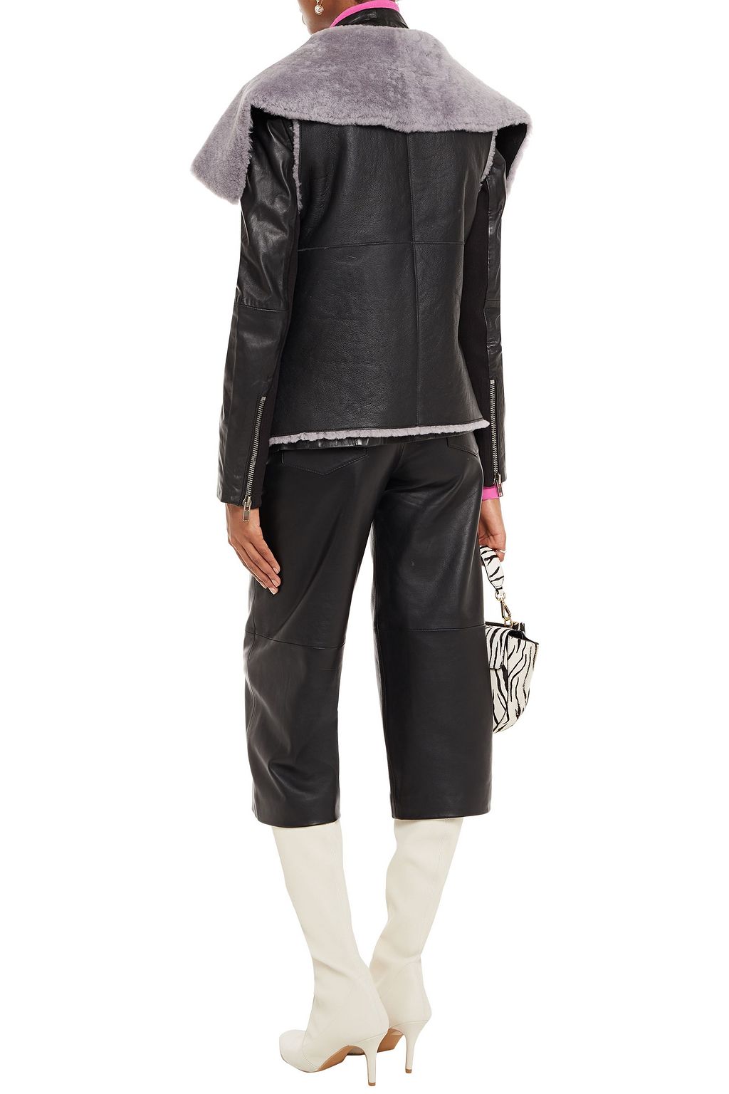 MUUBAA Layered shearling biker jacket