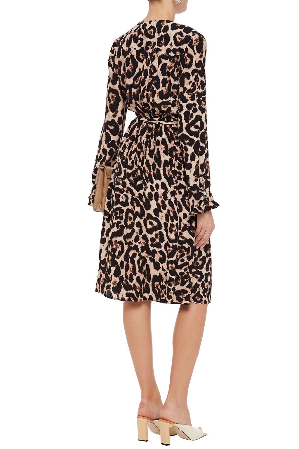 BAUM UND PFERDGARTEN Adelota ruffled leopard-print crepe wrap dress