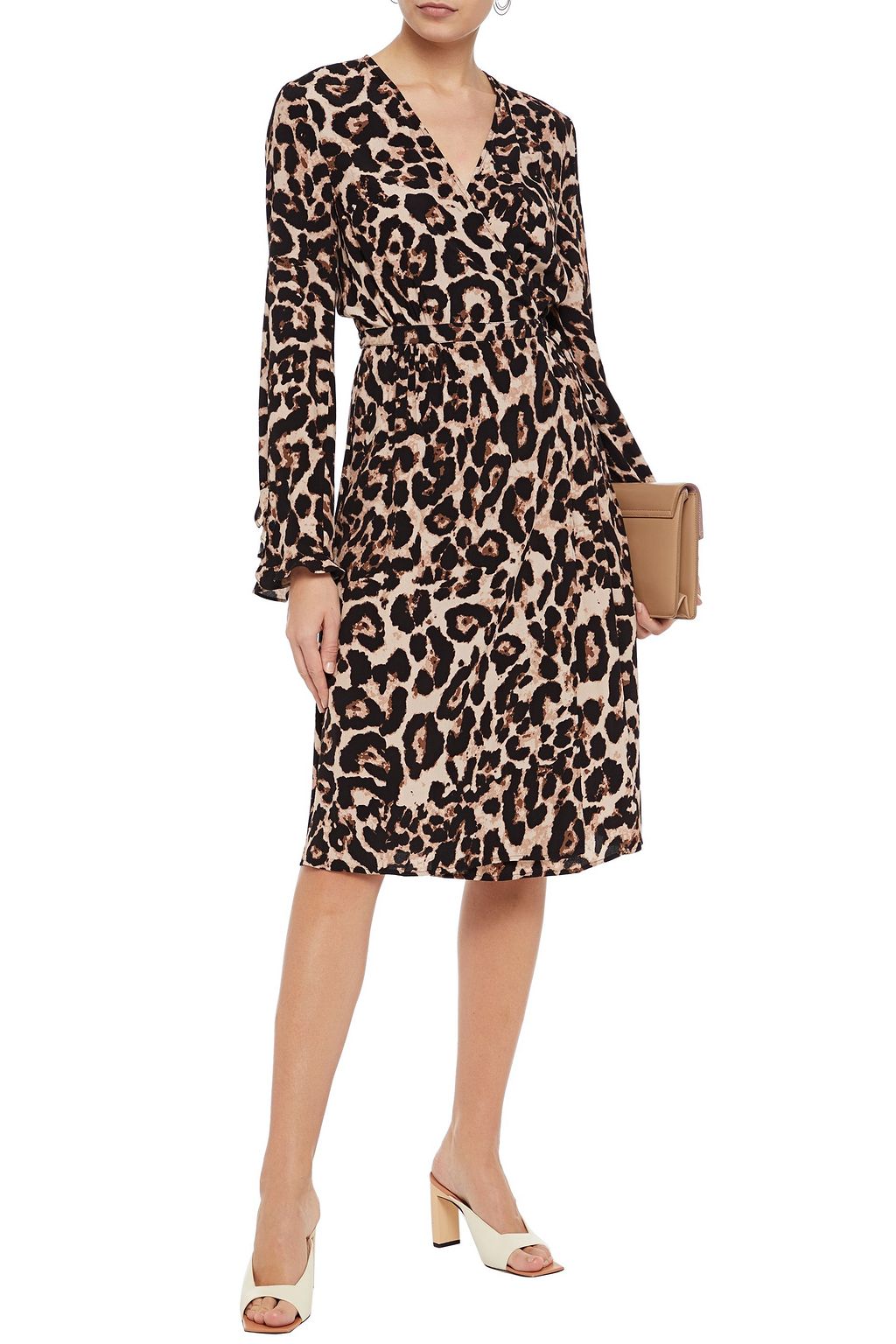 BAUM UND PFERDGARTEN Adelota ruffled leopard-print crepe wrap dress