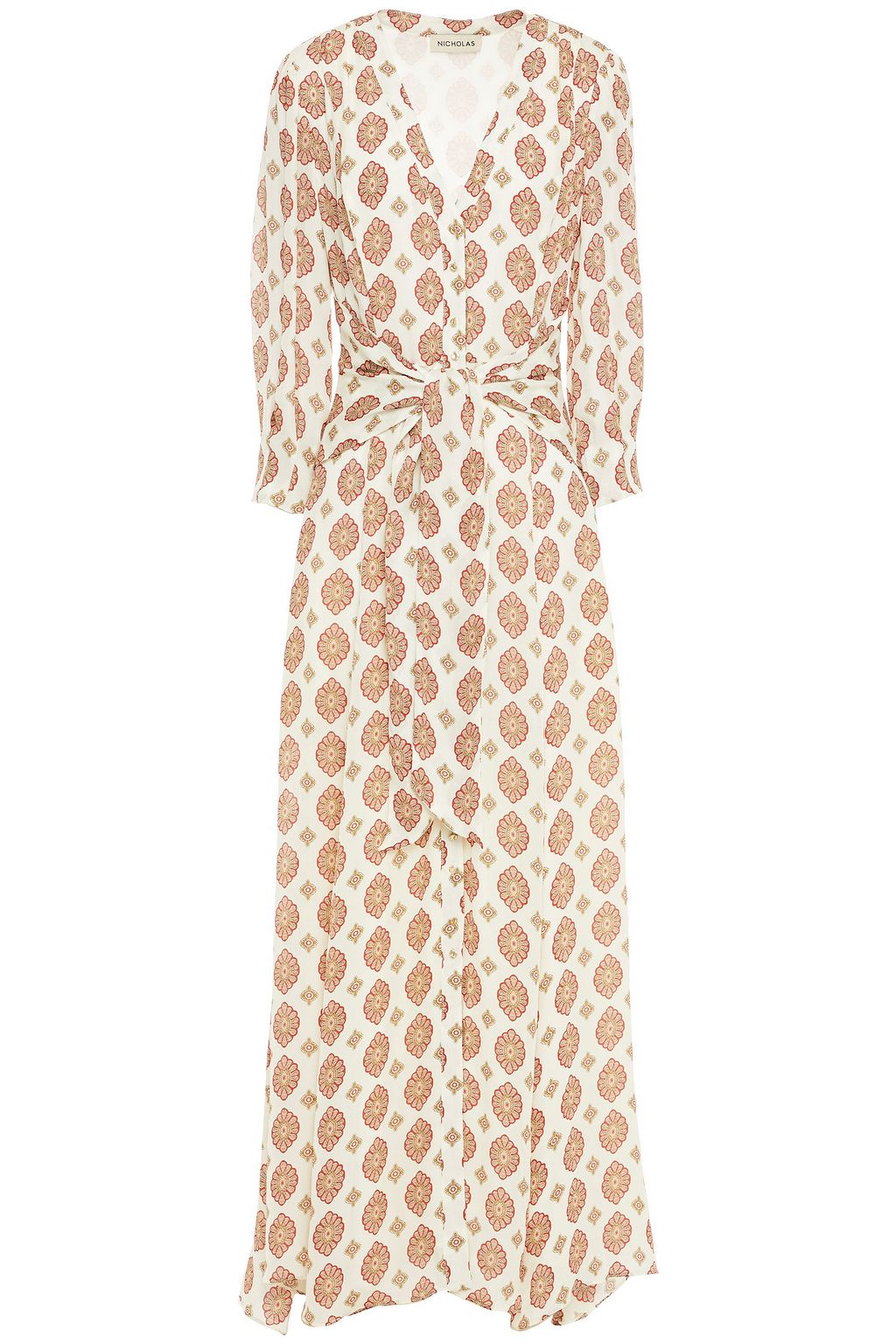 nicolas tie front maxi dress