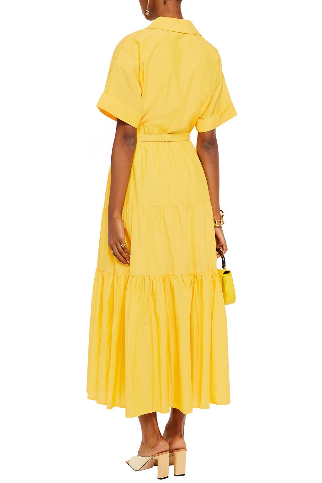 NICHOLAS Belted cotton and silk-blend poplin midi dress