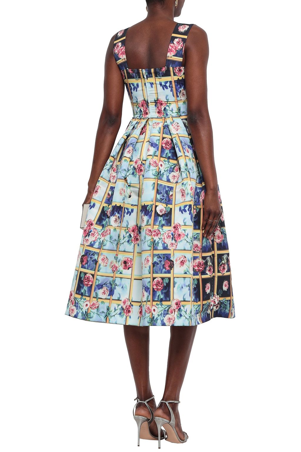 MARY KATRANTZOU プリーツ入り プリント ファイユ ミニワンピース