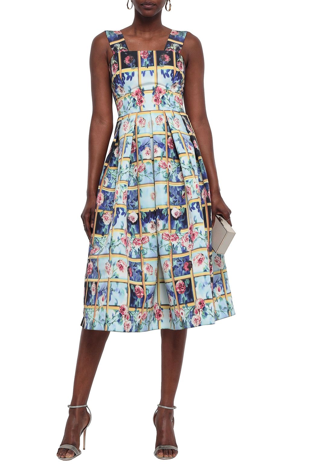 MARY KATRANTZOU プリーツ入り プリント ファイユ ミニワンピース