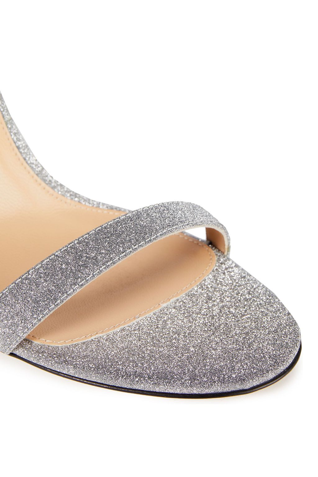 SERGIO ROSSI Crystal-embellished glittered leather sandals