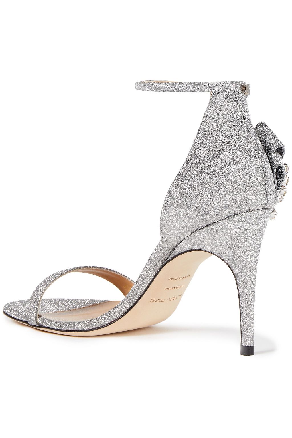 SERGIO ROSSI Crystal-embellished glittered leather sandals