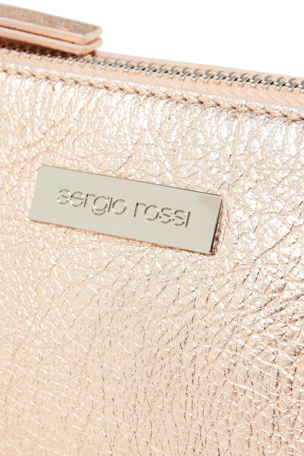 SERGIO ROSSI Metallic textured-leather cosmetics case