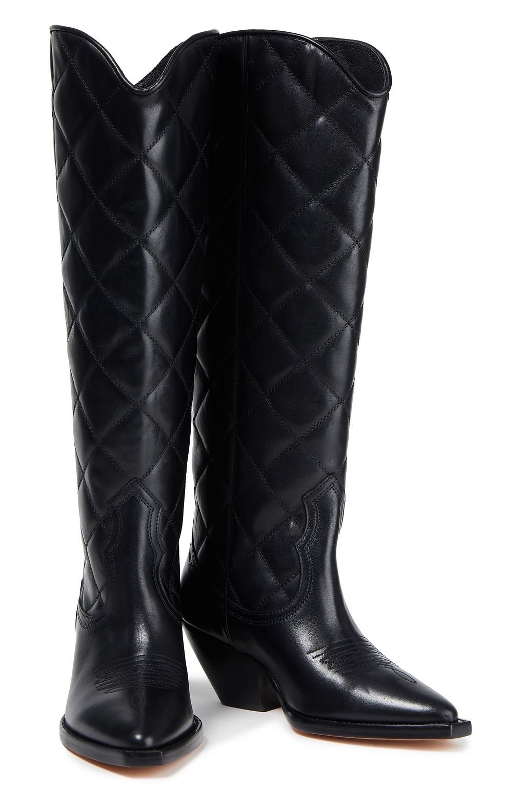 SANDRO Roy quilted leather knee boots