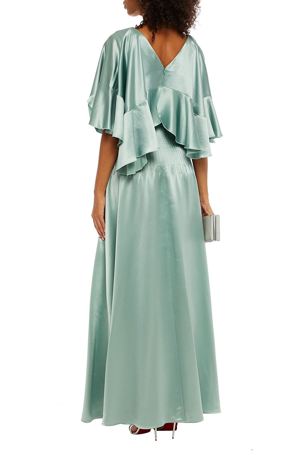 HUISHAN ZHANG Ruffled pintucked satin maxi dress