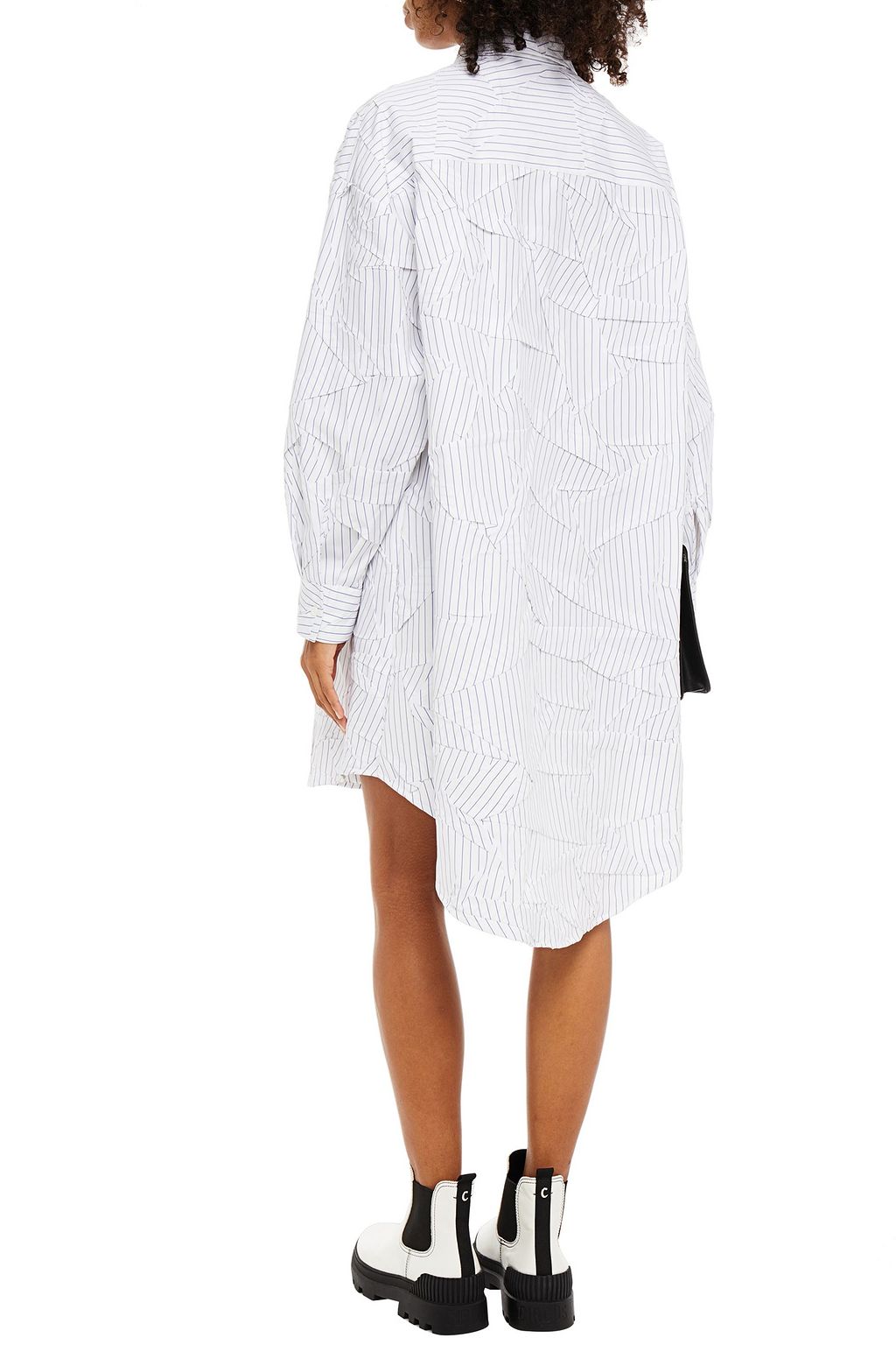 MM6 MAISON MARGIELA Hemdkleid aus Baumwollpopeline in Knitteroptik mit Streifen