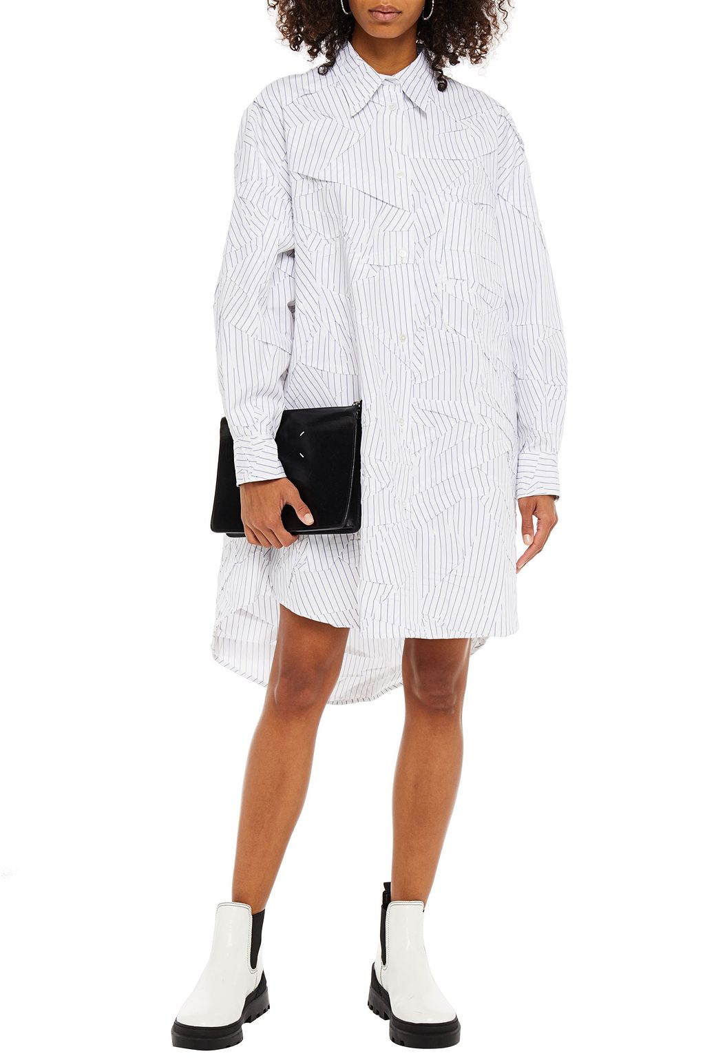 MM6 MAISON MARGIELA Hemdkleid aus Baumwollpopeline in Knitteroptik mit Streifen