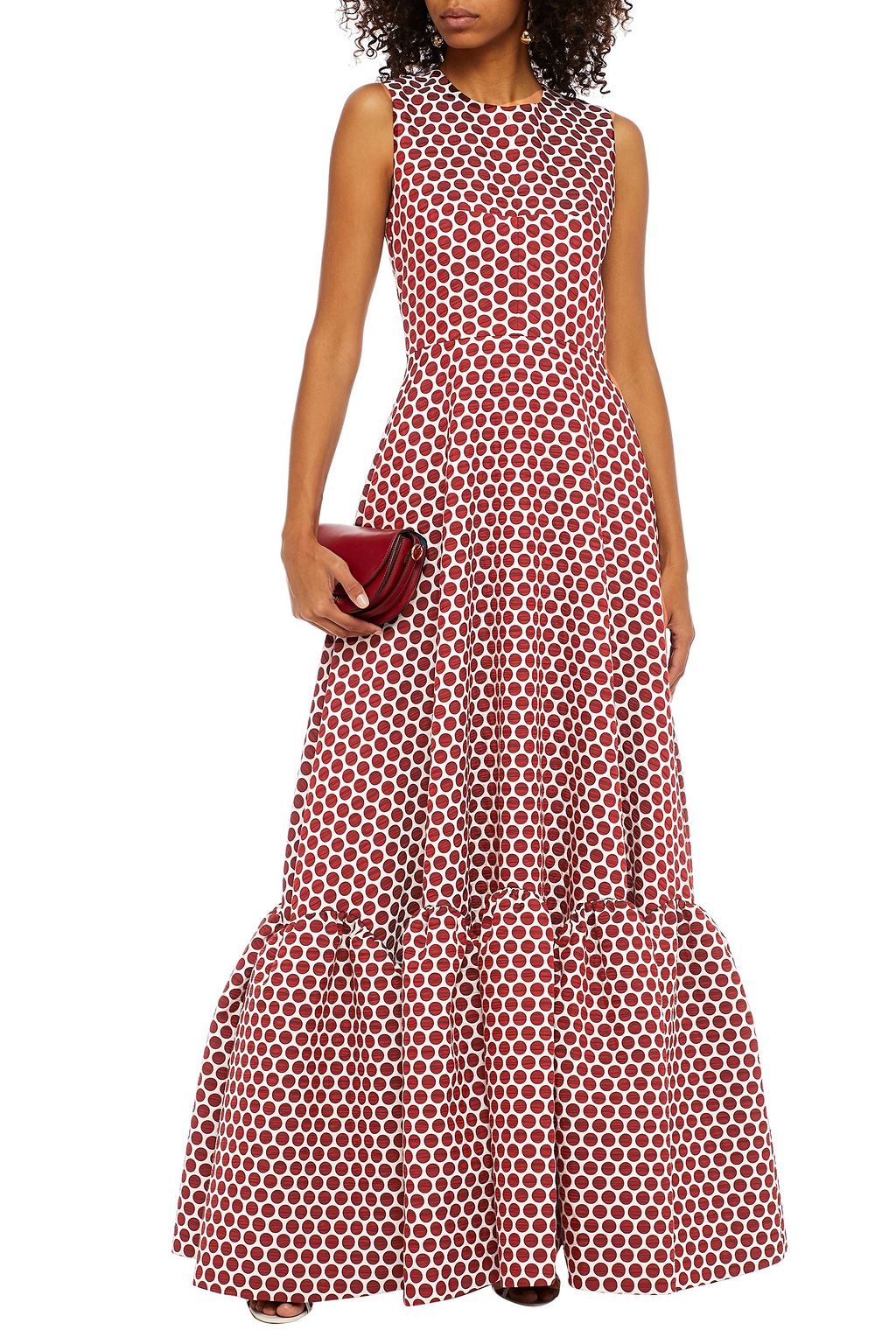 HUISHAN ZHANG Jodie gathered polka-dot jacquard gown