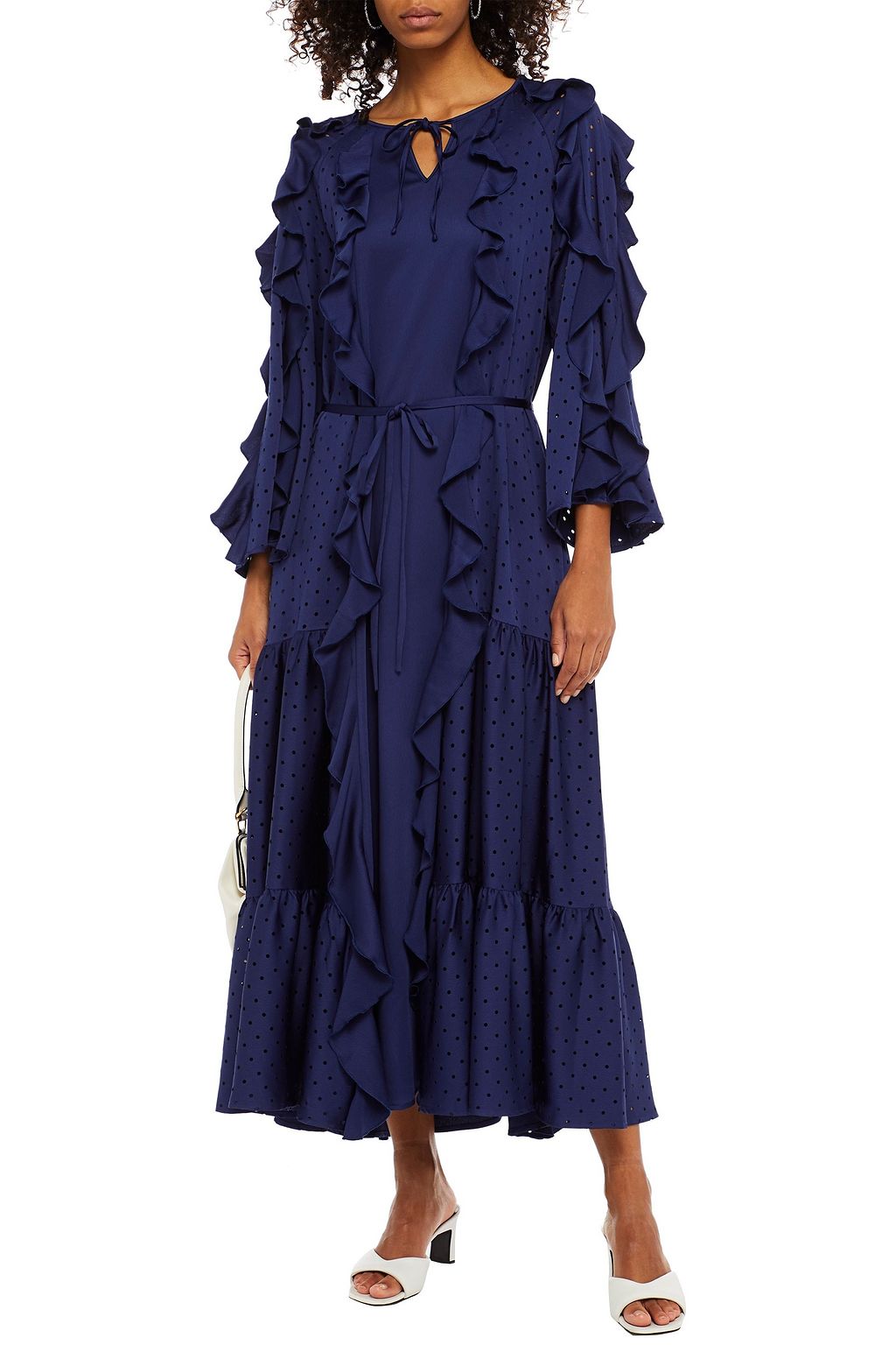 HUISHAN ZHANG Mabyn ruffled satin-crepe midi dress