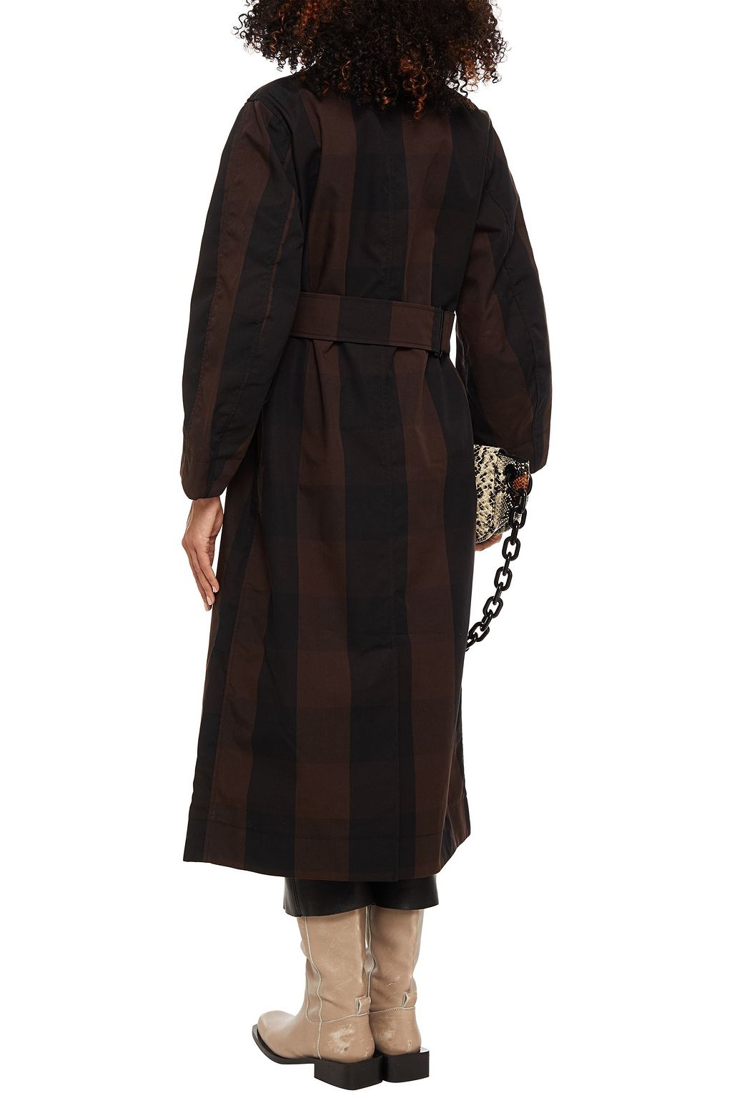 GANNI Gingham cotton-blend trench coat
