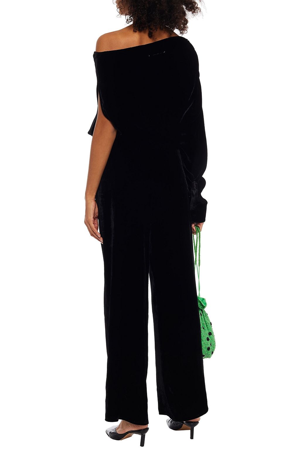 MM6 MAISON MARGIELA Drapierter Jumpsuit aus Samt mit asymmetrischer Schulterpartie