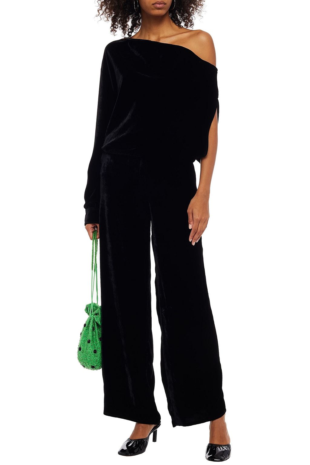 MM6 MAISON MARGIELA Drapierter Jumpsuit aus Samt mit asymmetrischer Schulterpartie
