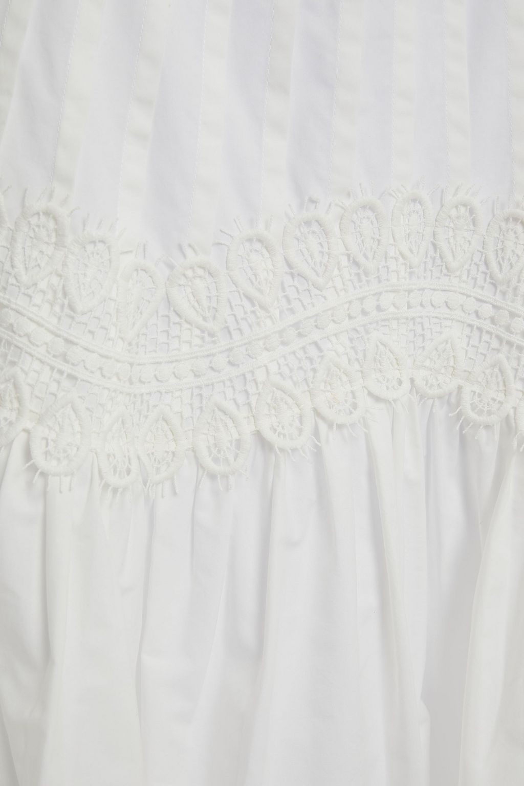 HUISHAN ZHANG Cambelle guipure lace-trimmed cotton-poplin skirt