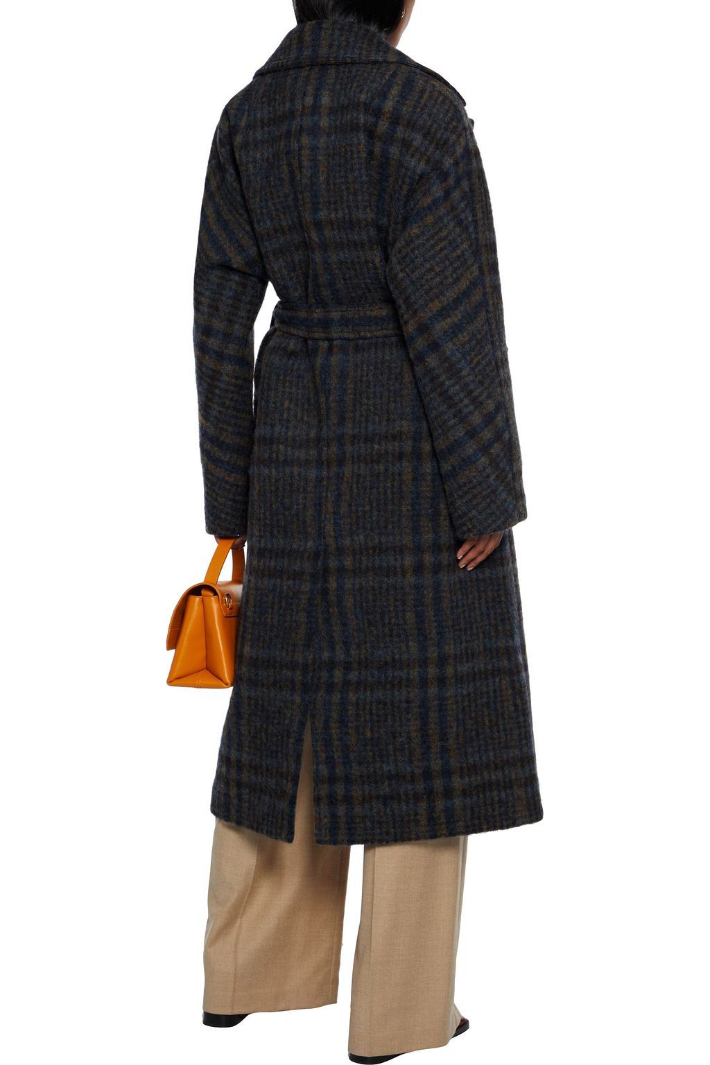 VICTORIA, VICTORIA BECKHAM Belted Prince of Wales checked brushed-felt coat