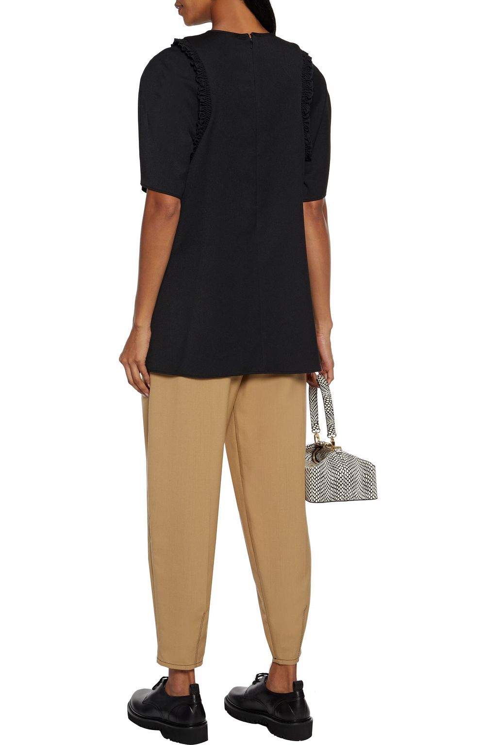 VICTORIA, VICTORIA BECKHAM Oversized ruffle-trimmed ponte T-shirt