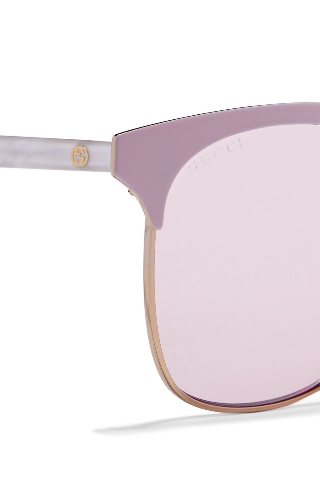 GUCCI D-frame rose gold-tone and acetate sunglasses