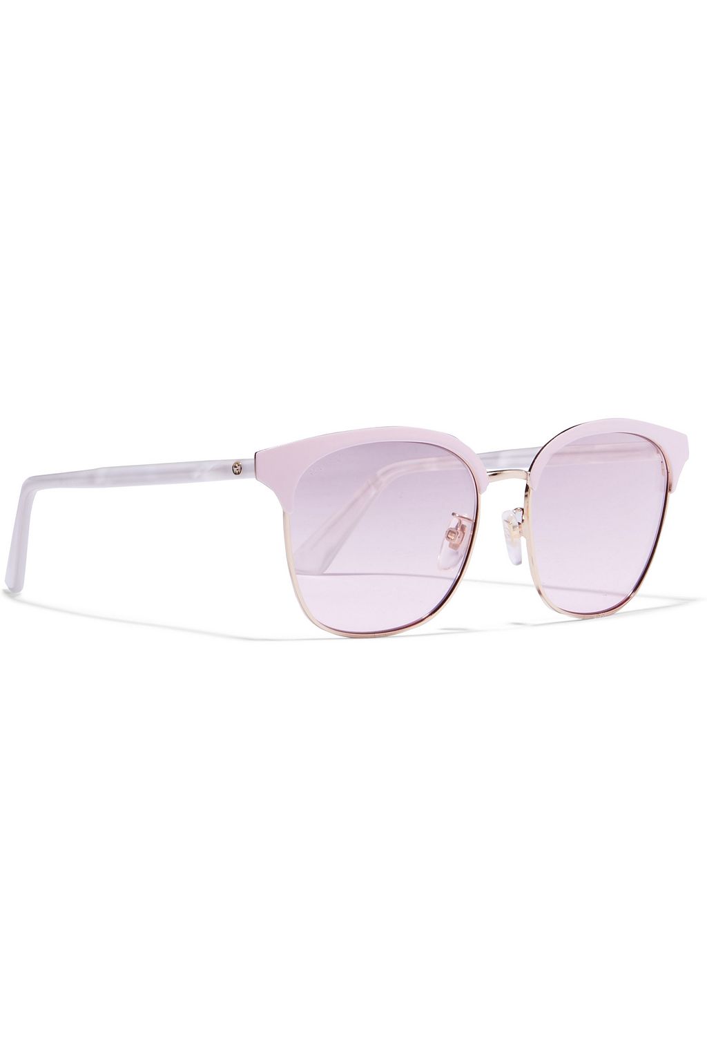 GUCCI D-frame rose gold-tone and acetate sunglasses