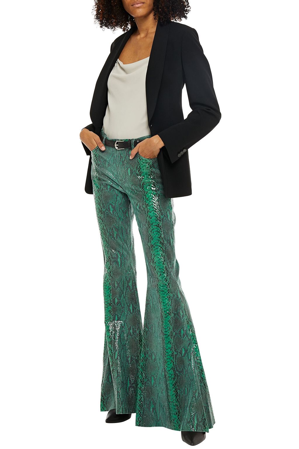 J BRAND Valentina snake-effect leather flared pants