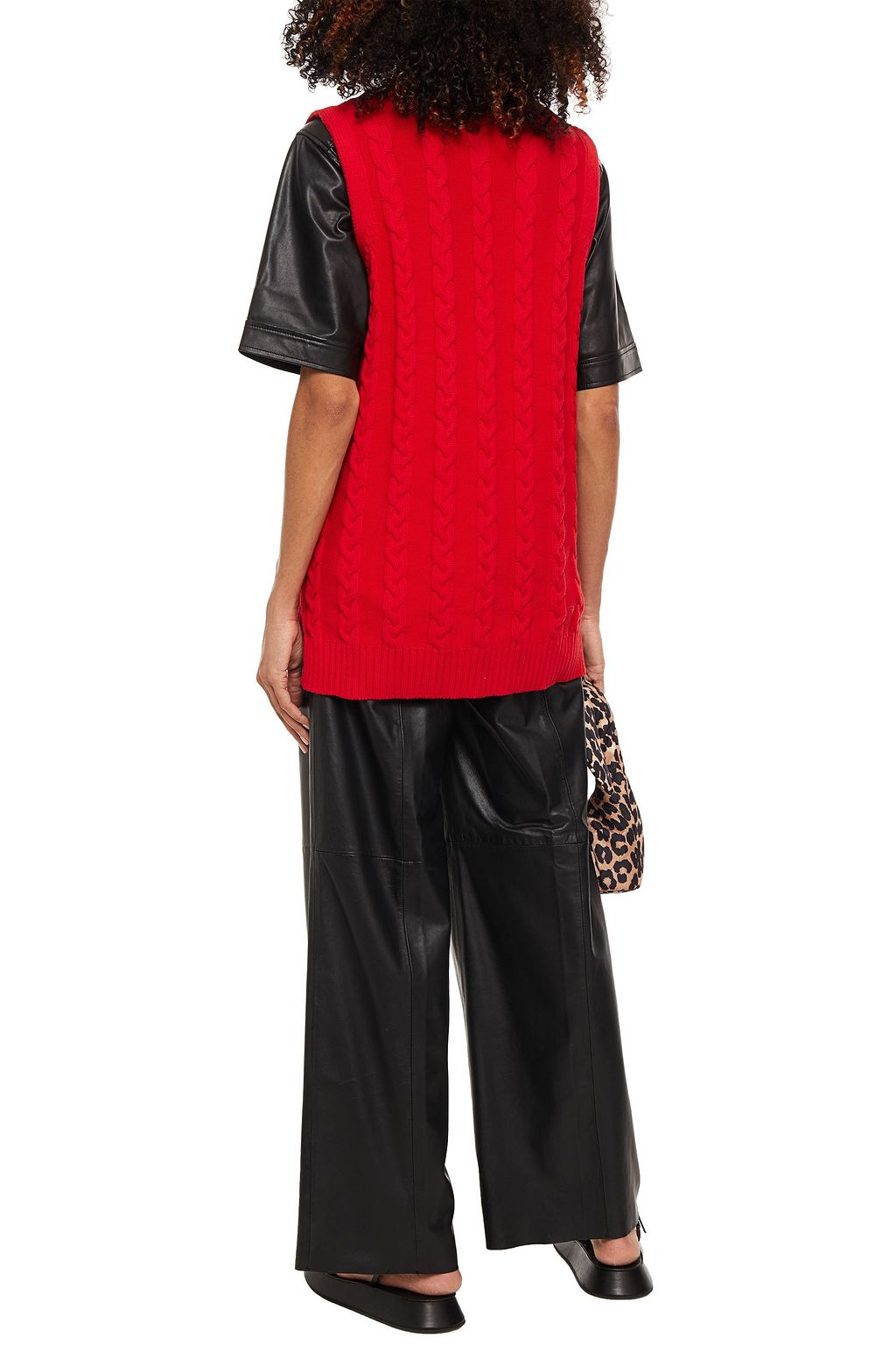 GANNI Cable-knit cotton-blend vest