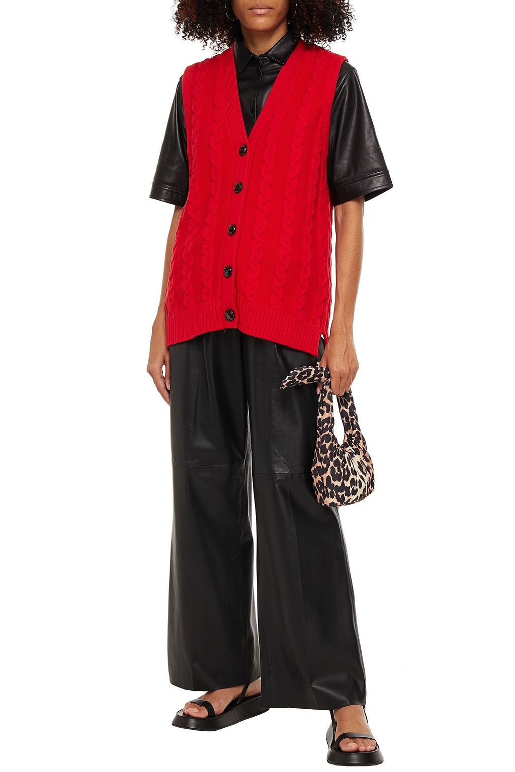 GANNI Cable-knit cotton-blend vest