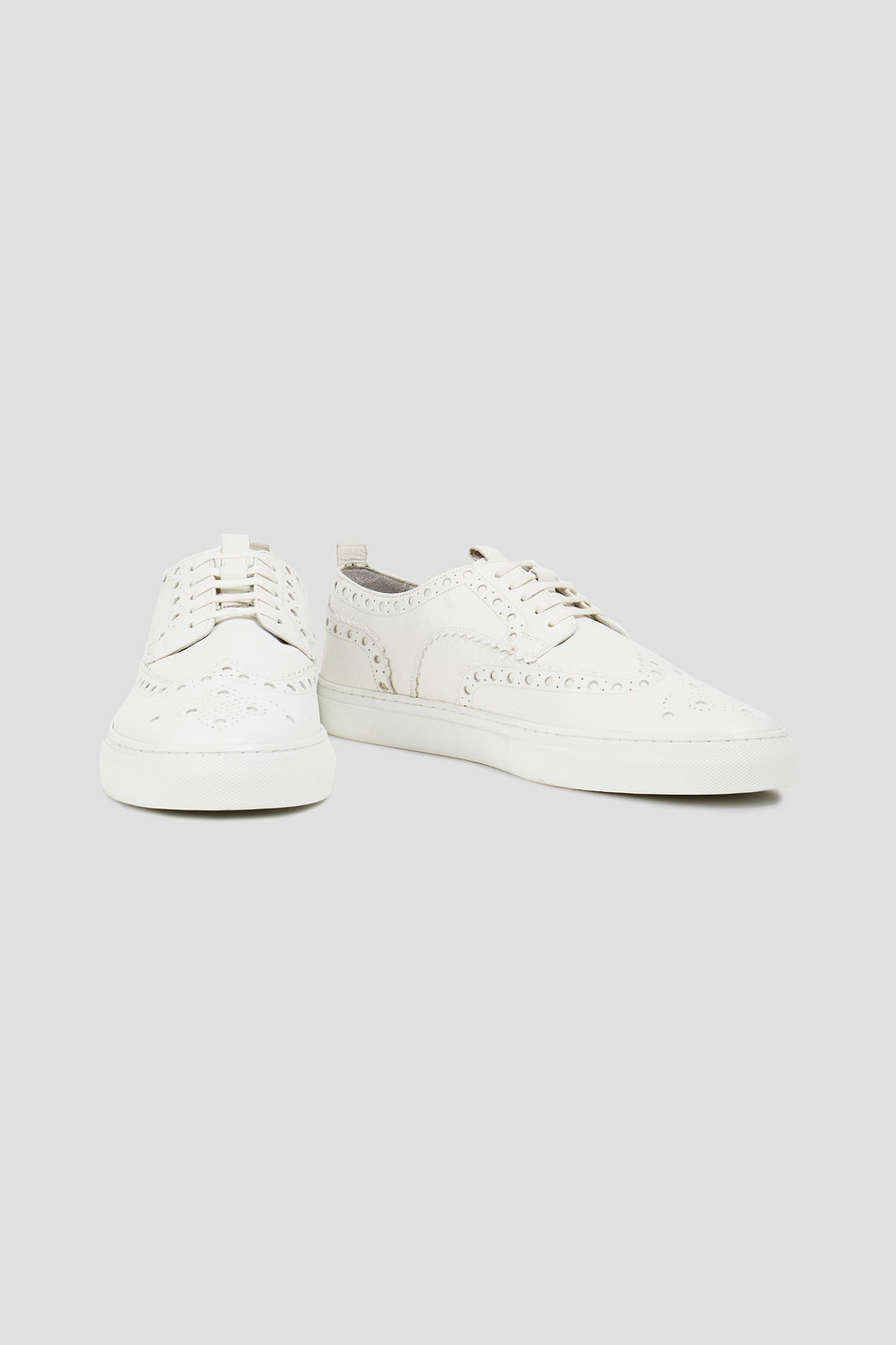 Grenson Man Perforated Leather Trainers In White