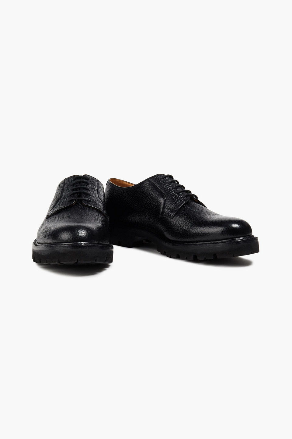 Grenson Man Melvin Textured-leather Oxford Shoes In Black