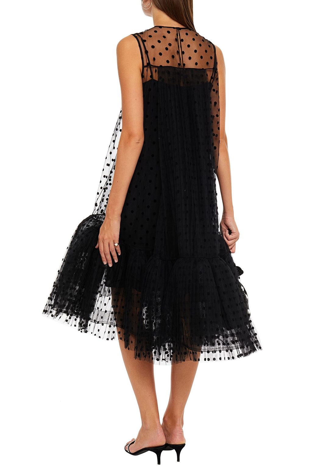 HUISHAN ZHANG Pleated flocked tulle dress