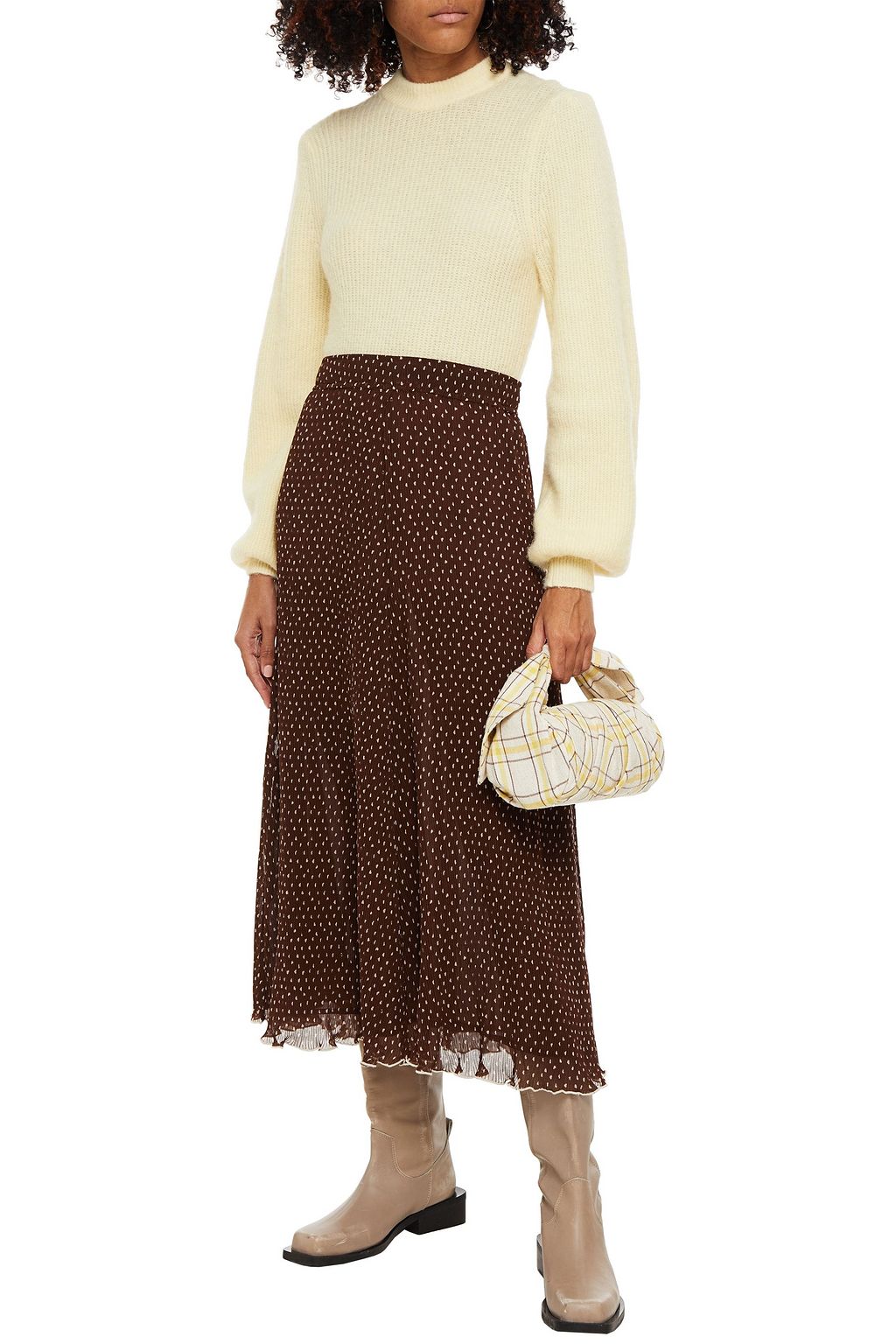 GANNI Brushed ribbed-knit sweater