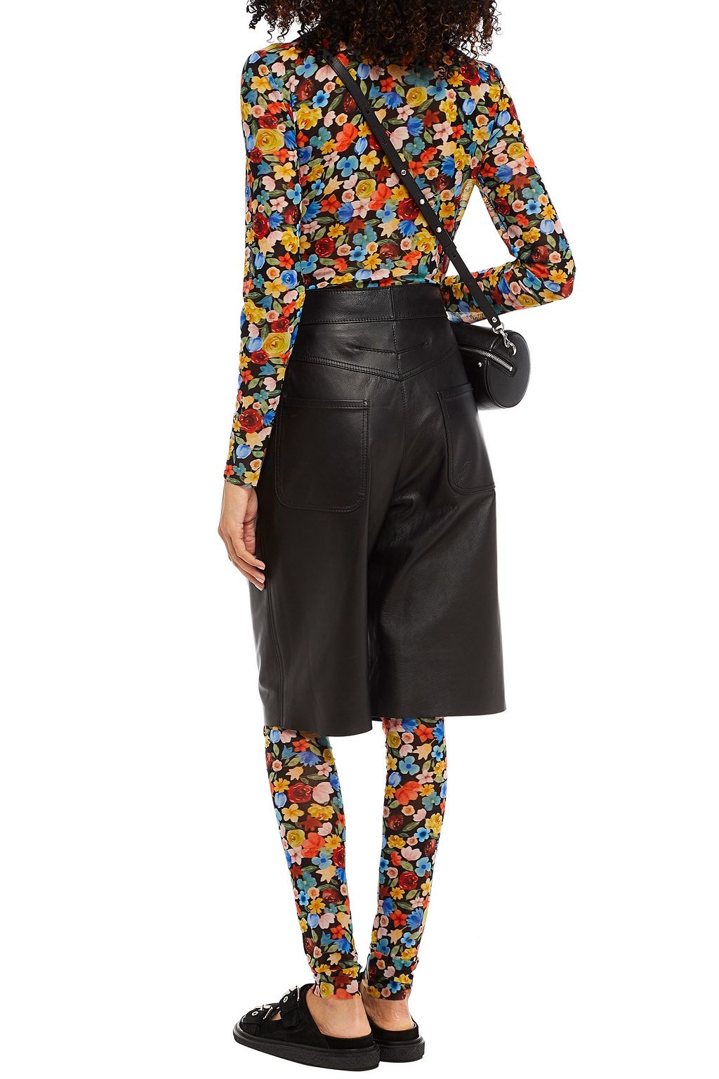 GANNI Floral-print mesh leggings