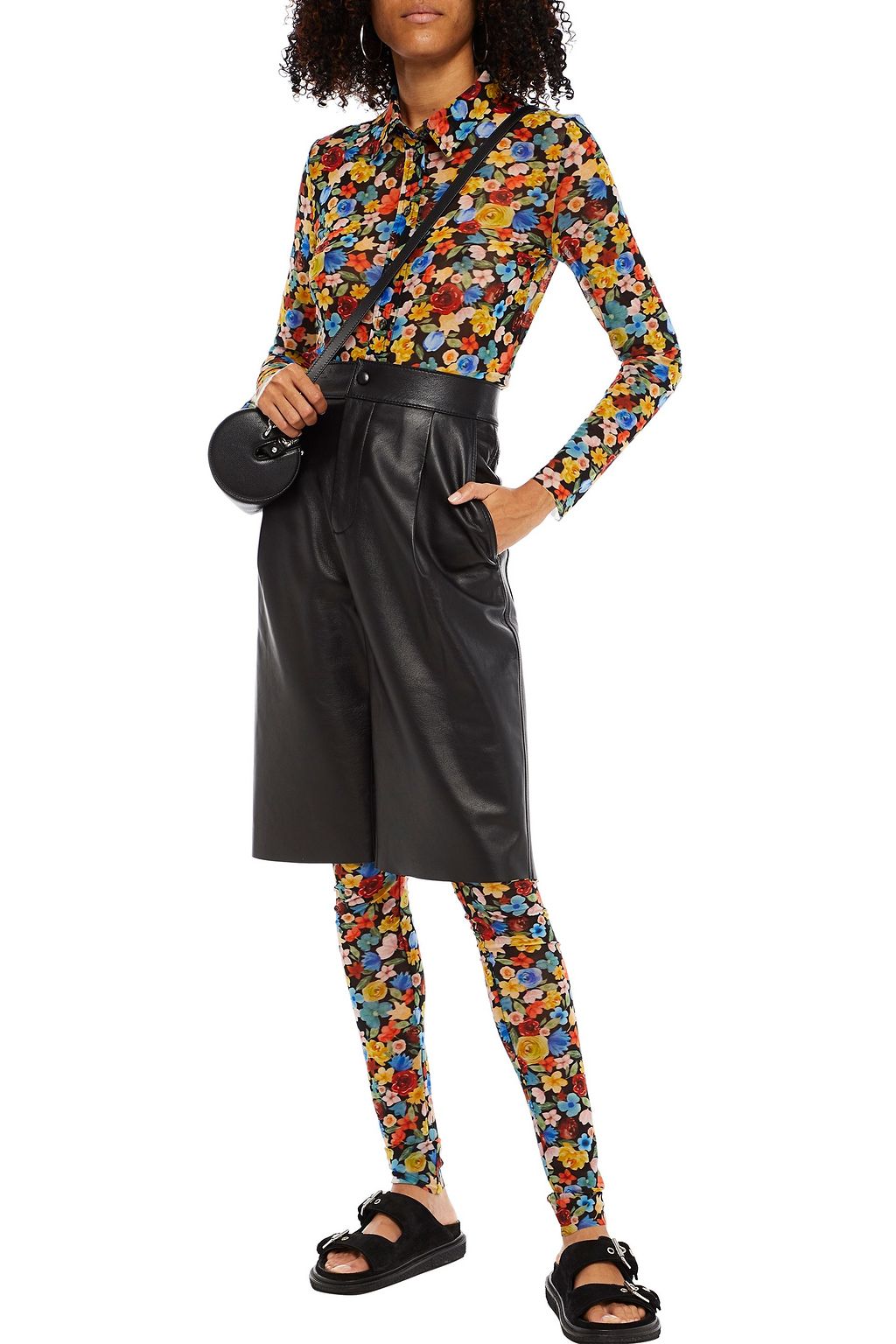 GANNI Floral-print mesh leggings