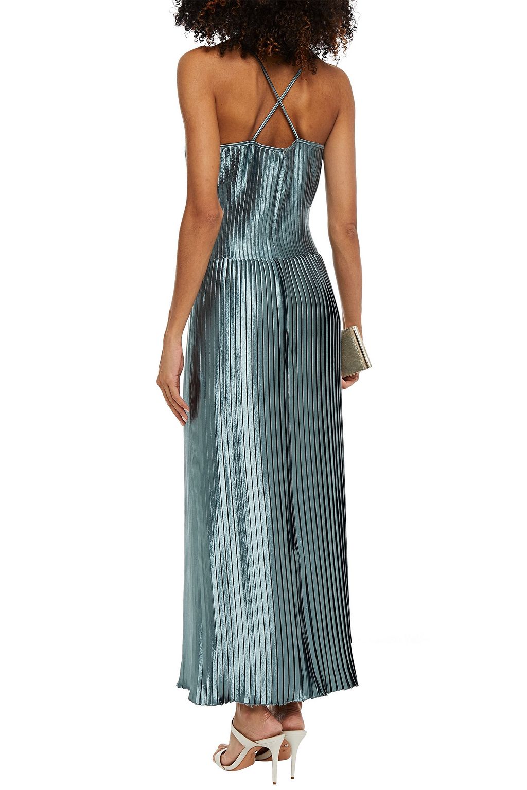 HUISHAN ZHANG Pintucked pleated satin maxi dress