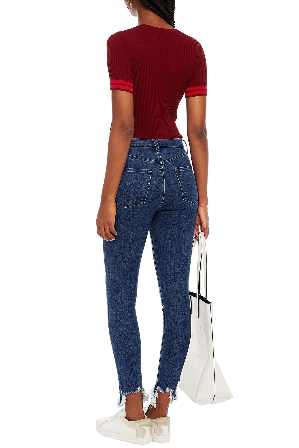 J BRAND Frayed high-rise skinny jeans