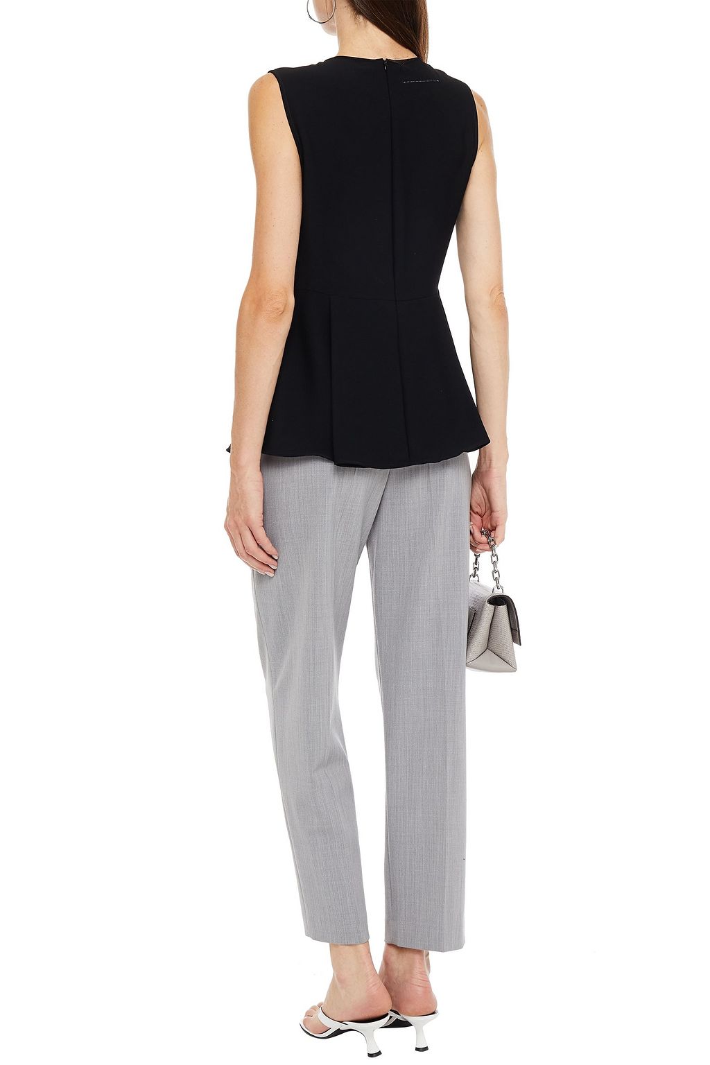 MM6 MAISON MARGIELA Pleated crepe de chine peplum top