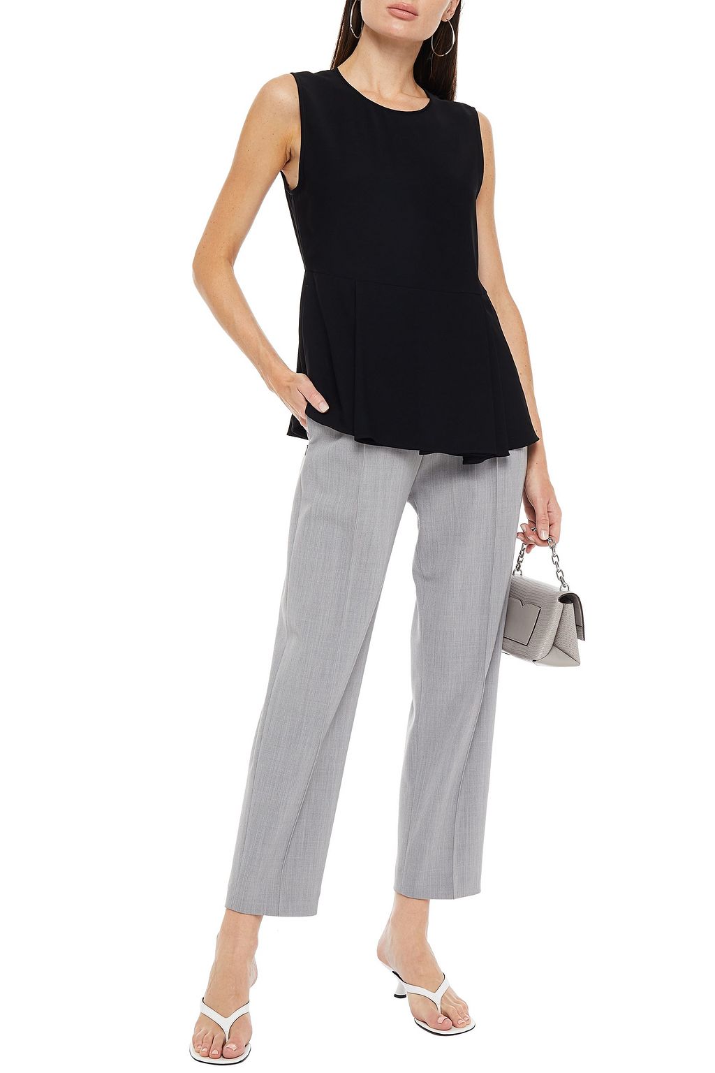 MM6 MAISON MARGIELA Pleated crepe de chine peplum top