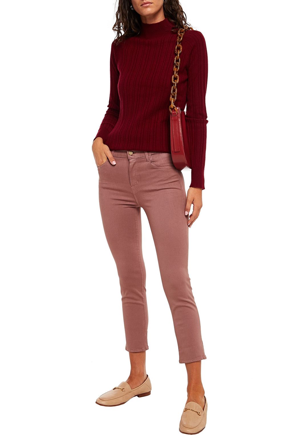 J BRAND Cropped high-rise slim-leg jeans